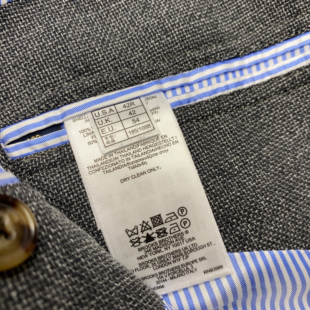 Brooks Brothers Blazer Regent Mens 42R Grey Reda Wool Sport Coat Hopsack Jacket - Picture 13 of 13